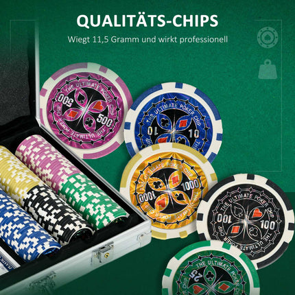 Poker chip set 300 parts 11.5G with lock and accessories