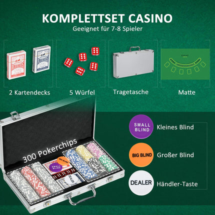 Poker chip set 300 parts 11.5G with lock and accessories