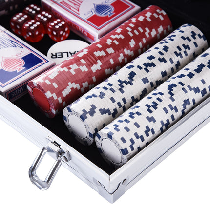 Poker chip set - 300 chips, 2 decks, 5 dice, aluminum case