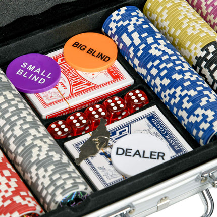 Professional Poker Set - 500 chips, lock case, 2 decks, 5 dice
