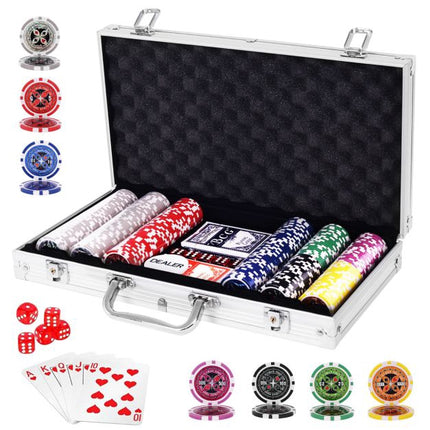 Poker Chip Set, 300 Chips, Aluminum Case – Texas Hold'em