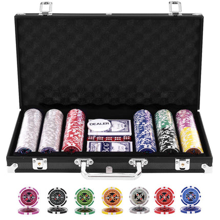 Poker Chip Set, 300 Chips, Texas Hold'em, Aluminum Case