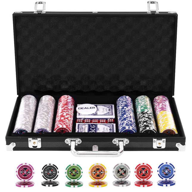 Poker Chip Set, 300 Chips, Texas Hold'em, Aluminum Case