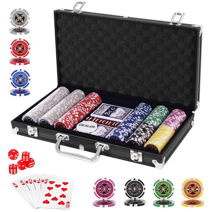 Poker Chip Set, 300 Chips, Texas Hold'em, Aluminum Case