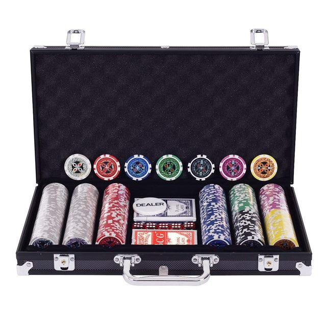 Pokerset met 300 laserchips en aluminium koffer