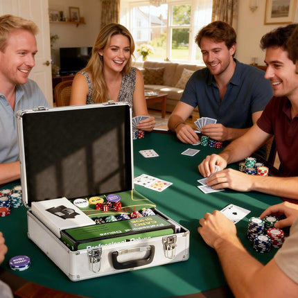 Poker Set with 500 Chips, 2 Decks, Dice, Case for 10 Players