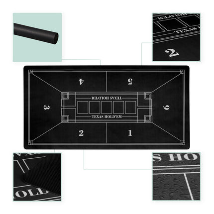 Poker Table Mat, Non-Slip, Waterproof, 120x60 cm