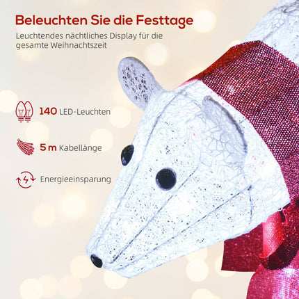 Polar Bear Christmas Decoration, 140 LEDs, Waterproof, Timer