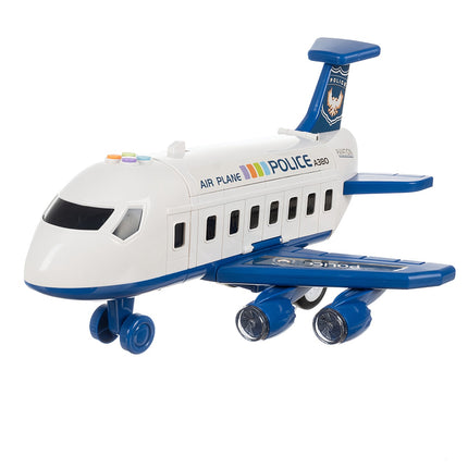 Police Plane Toy Set with Cars, Foldable Parking Lot