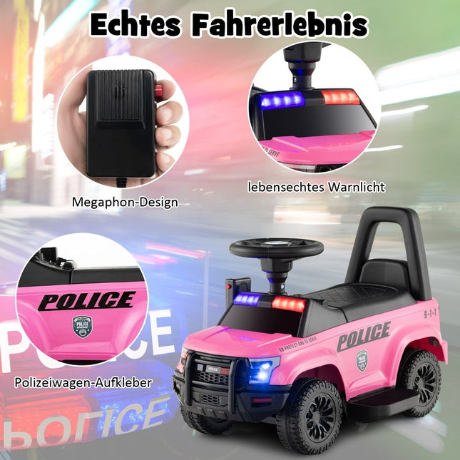 Police electric car for children 6V electric children's car with storage space pink