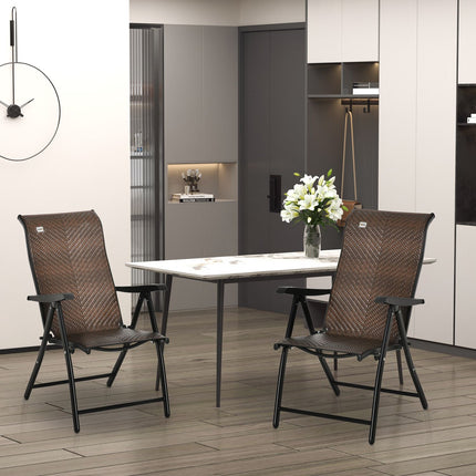 Adjustable polyrattan folding chair, 7 backrest levels