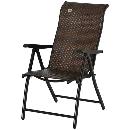 Adjustable polyrattan folding chair, 7 backrest levels