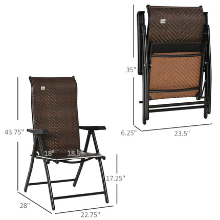 Adjustable polyrattan folding chair, 7 backrest levels