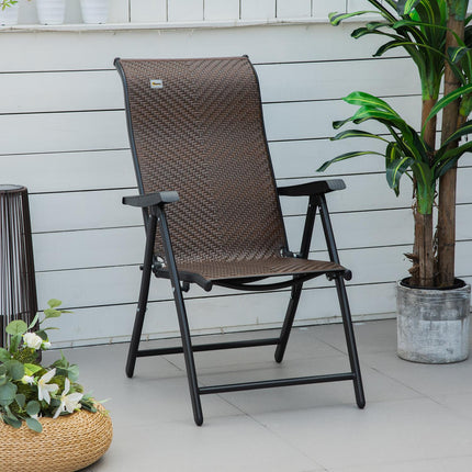 Adjustable polyrattan folding chair, 7 backrest levels