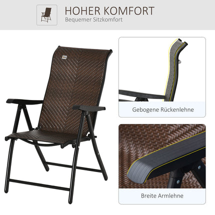 Adjustable polyrattan folding chair, 7 backrest levels