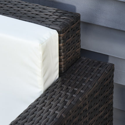 3-seater poly rattan garden sofa with cushions - brown/white