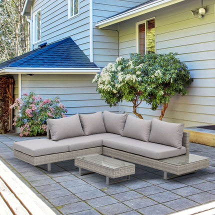 Weather-resistant 3-piece lounge set in rattan with sofa and side table
