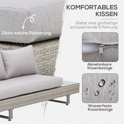 Weather-resistant 3-piece lounge set in rattan with sofa and side table