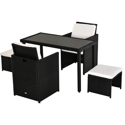 11-piece poly rattan garden dining set with black cushions