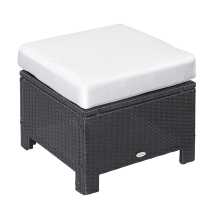 Balcony stool in poly rattan with cushion, black/cream, 50cm