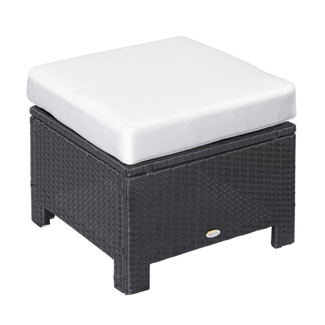 Balcony stool in poly rattan with cushion, black/cream, 50cm