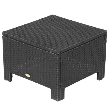 Balcony stool in poly rattan with cushion, black/cream, 50cm