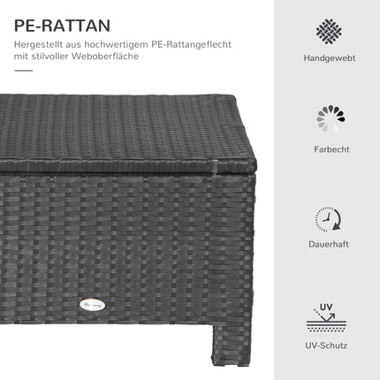 Balcony stool in poly rattan with cushion, black/cream, 50cm
