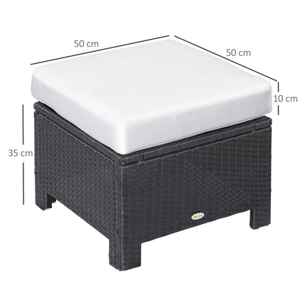 Balcony stool in poly rattan with cushion, black/cream, 50cm
