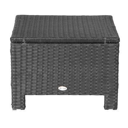 Balcony stool in poly rattan with cushion, black/cream, 50cm