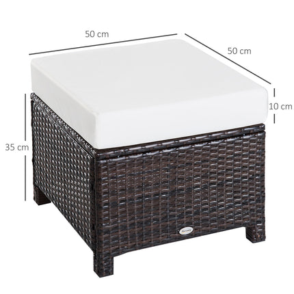 Balcony stool in poly rattan with cushion, brown/cream, 50x50x35 cm
