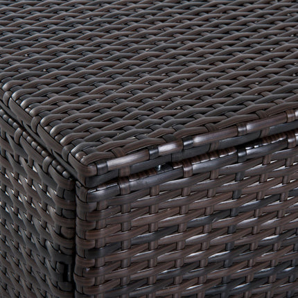 Balcony stool in poly rattan with cushion, brown/cream, 50x50x35 cm