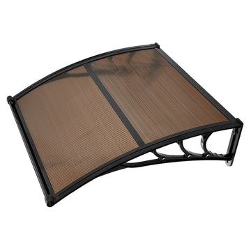Polycarbonate Door Awning 38 x 40 in, Brown, Drainage