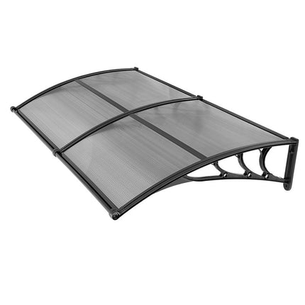 Polycarbonate Door Awning 38 x 78 in, Smoke Gray, Drainage