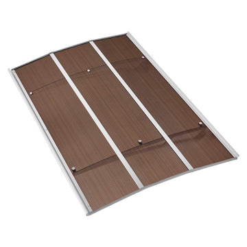 Polycarbonate Door Awning Canopy With Drainage, 39 x 59 in, Brown