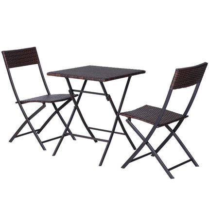 Brown poly rattan bistro set for 2 - Outdoor garden furniture
