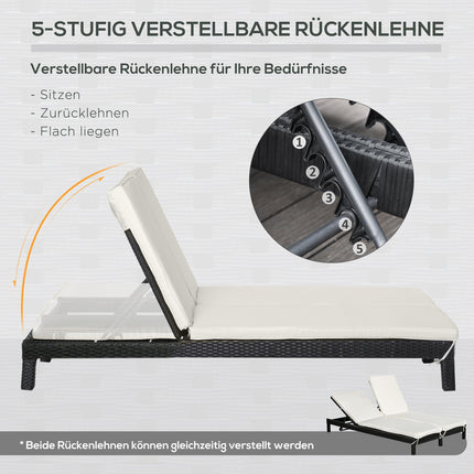 Double sun lounger for 2, adjustable backrest, gray rattan