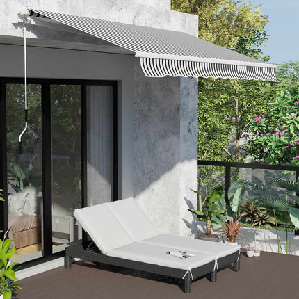 Double sun lounger for 2, adjustable backrest, gray rattan