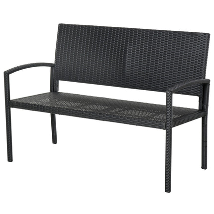 Wicker Garden bench, 2-seater - Black, 122 x 60 x 87 cm