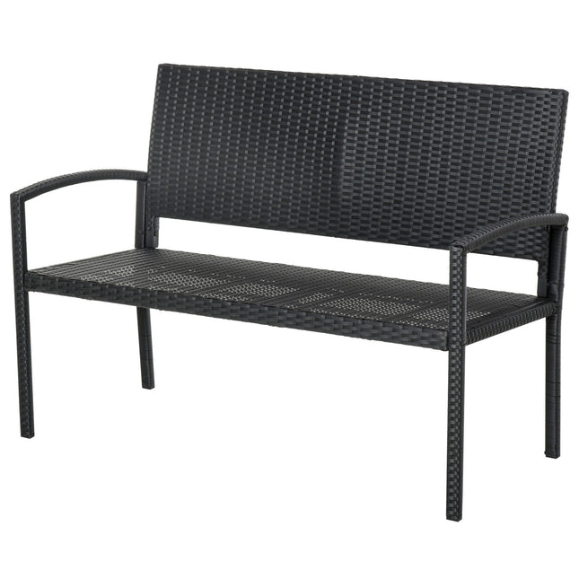 Wicker Garden bench, 2-seater - Black, 122 x 60 x 87 cm