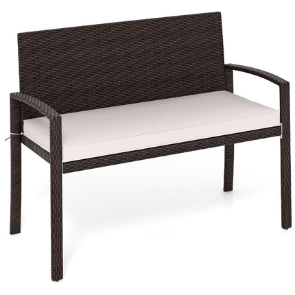 Polyrattan Garden Bench with Cushion, 360kg Capacity