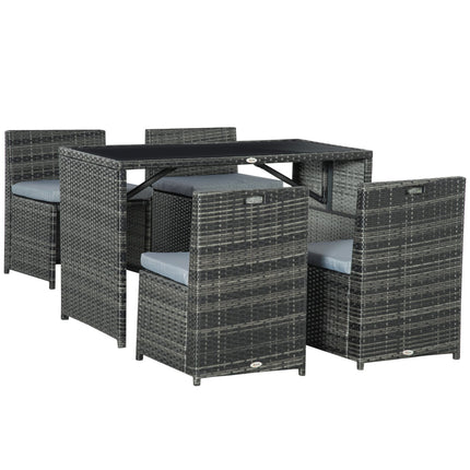 Polyrattan outdoor dining set for 4, Steel frame, Grey