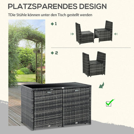 Polyrattan outdoor dining set for 4, Steel frame, Grey