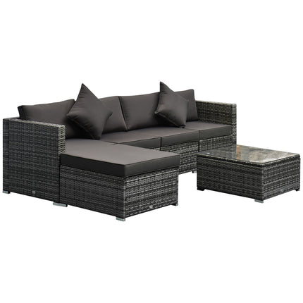 Polyrattan 4-person outdoor furniture set, gray