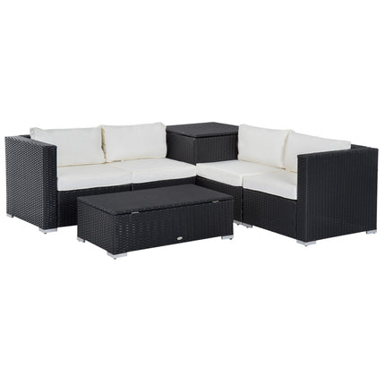 Poly rattan garden furniture for 4 with storage table