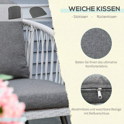 Outdoor furniture in polyrattan, 5 chairs, aluminum frame, gray cushions