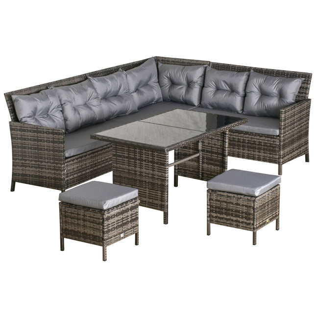 Gray Polyrattan Outdoor Lounge Set with cushions