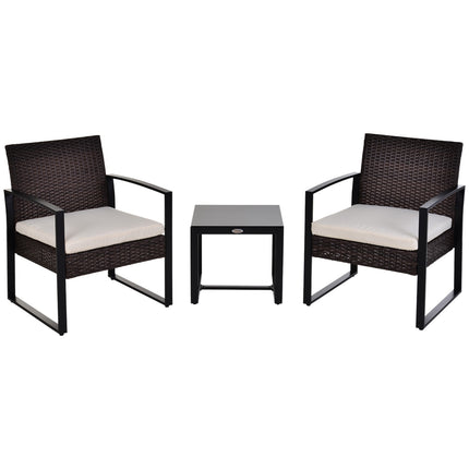 Balcony furniture set in poly rattan for 2, cushions included