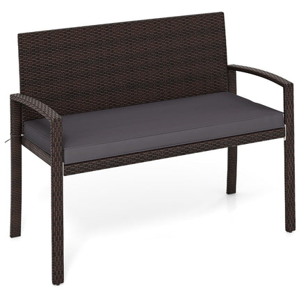 Polyrattan Outdoor Bench with Cushion, Weatherproof, 360kg Capacity