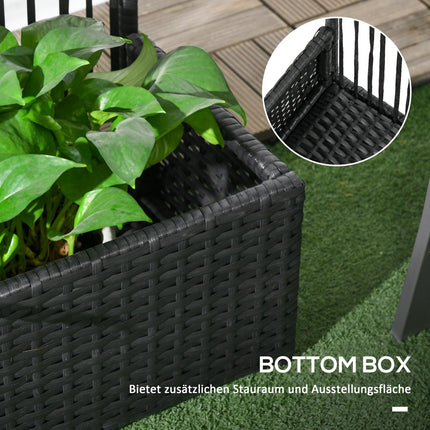 Black Polyrattan Raised garden bed with trellis 103x103x29 cm
