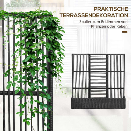 Black Polyrattan Raised garden bed with trellis 103x103x29 cm